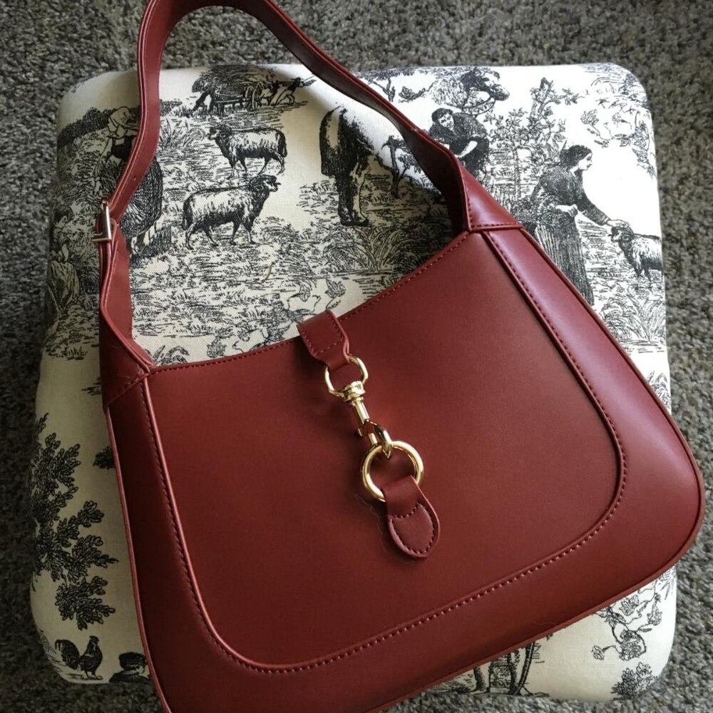 Neiman Marcus Red Horsebit Buckle Reverie Bag